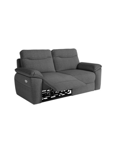 Canapé de relaxation électrique 3 places tissu texturé 3d - gris foncé