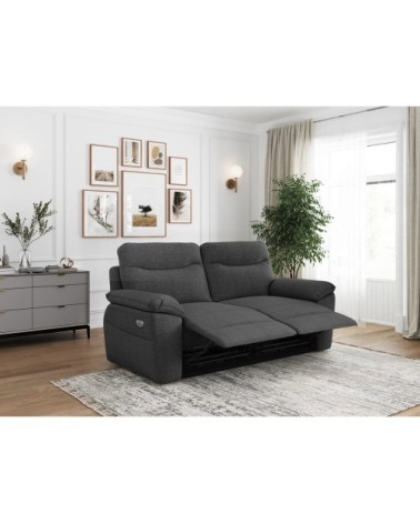 Canapé de relaxation électrique 3 places tissu texturé 3d - gris foncé