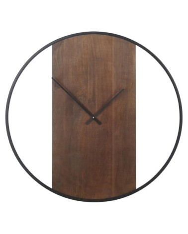 Horloge en bois de manguier marron et métal noir D85