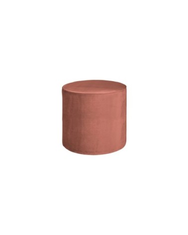 Pouf rond velours L vieux rose