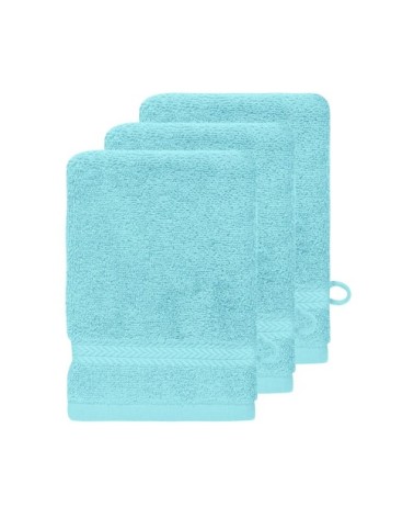 Lot de 3 gants de toilette 550gr/m²  bleu turquoise 16x22 cm