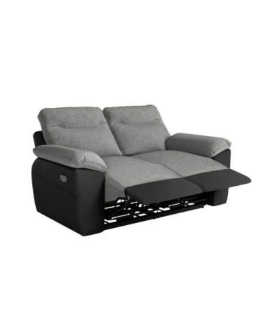 Canapé de relaxation électrique 2 places tissu et simili - noir/gris
