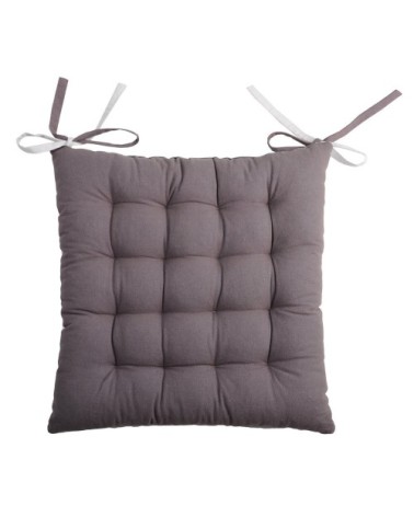 Galette de chaise bicolore coton gris/perle 40x40