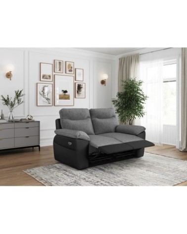 Canapé de relaxation électrique 2 places tissu et simili - noir/gris
