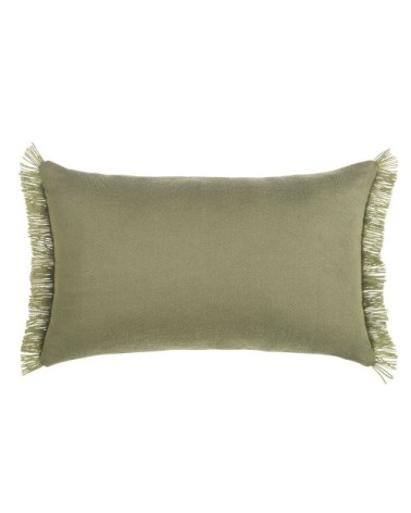 Coussin tissé jacquard vert et écru 30x50