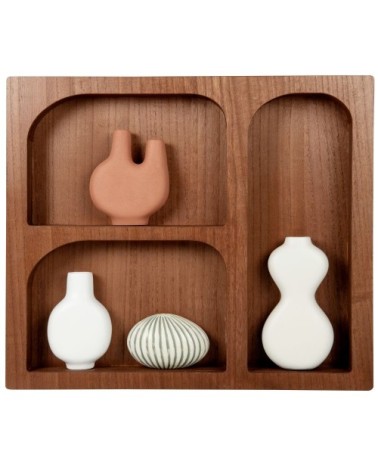 Déco murale étagère marron, blanche, terracotta et grise 50x43