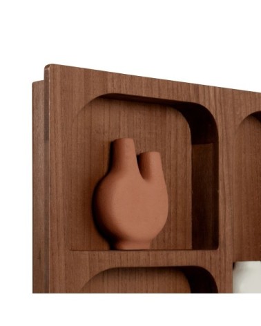 Déco murale étagère marron, blanche, terracotta et grise 50x43