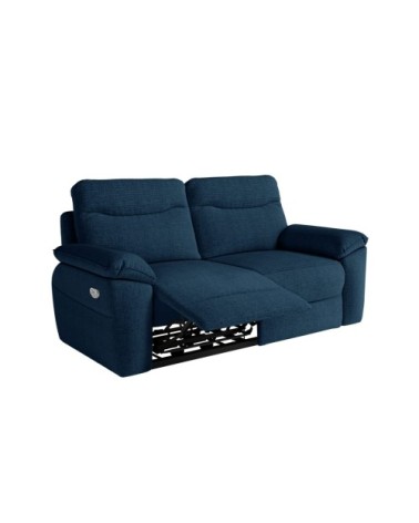 Canapé de relaxation électrique 3 places tissu texturé 3d - bleu foncé