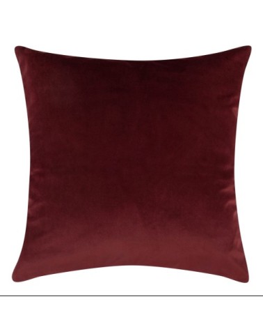 Coussin en velours rouge motifs feuilles dorées 45x45