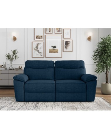 Canapé de relaxation électrique 3 places tissu texturé 3d - bleu foncé