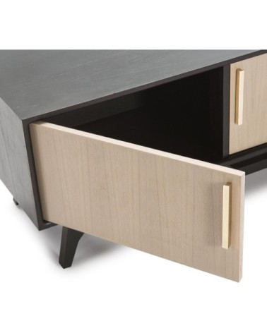 Meuble tv en bois noir et gris 160x40x45