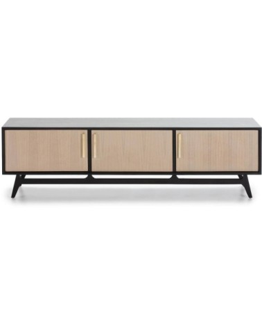 Meuble tv en bois noir et gris 160x40x45