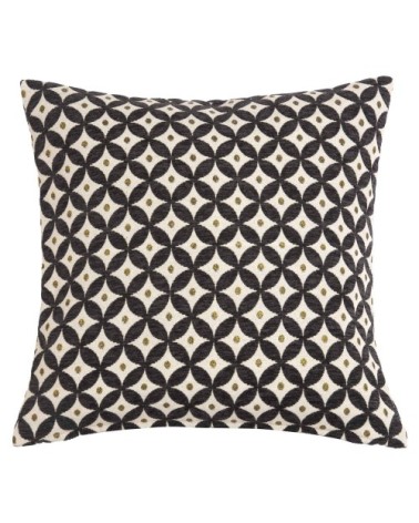 Coussin motifs jacquard noirs et écrus 40x40