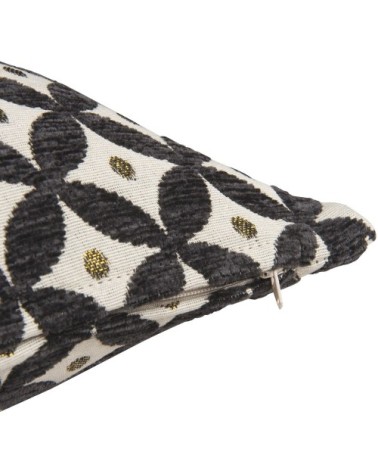 Coussin motifs jacquard noirs et écrus 40x40