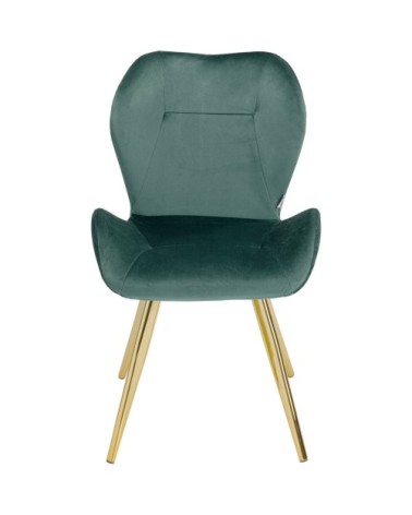 Chaise rétro en velours vert et acier doré