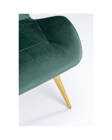 Chaise rétro en velours vert et acier doré