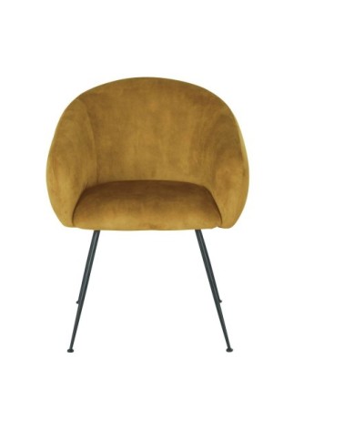 Chaise avec accoudoirs en velours ocre