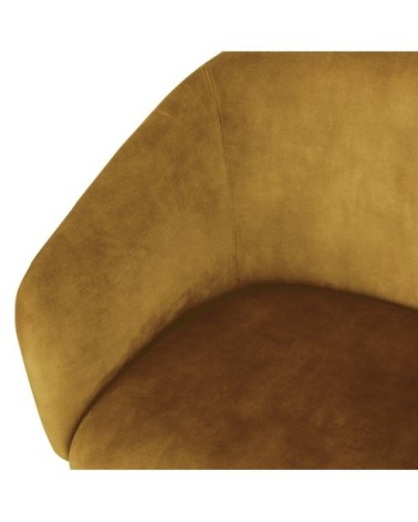 Chaise avec accoudoirs en velours ocre