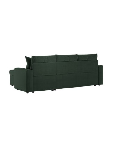 Canapé d'angle convertible coffre marron en velours côtelé - vert
