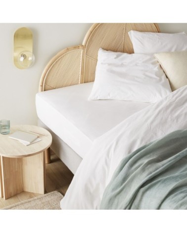 Drap housse en coton bio blanc 140x200