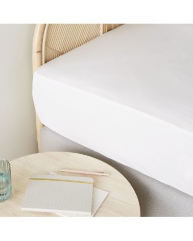 Drap housse en coton bio blanc 140x200