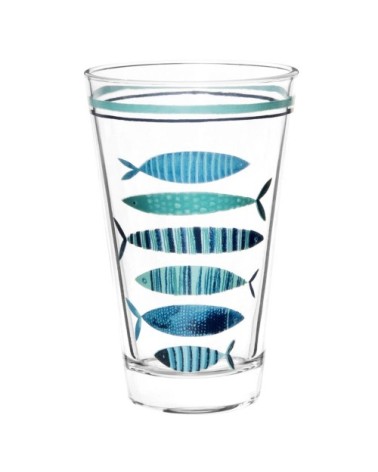 Verre en verre motifs poissons bleus