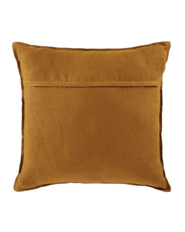 Coussin en lin lavé jaune moutarde 60x60