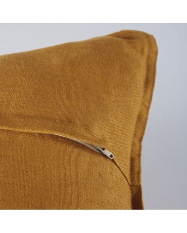 Coussin en lin lavé jaune moutarde 60x60