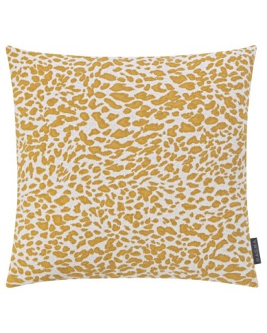 Housse de coussin jacquard motif léopard jaune  50x50