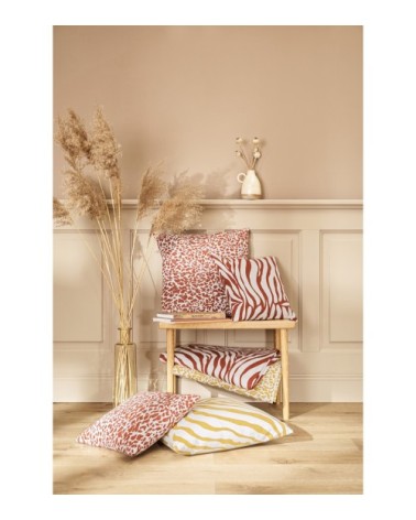 Housse de coussin jacquard motif léopard jaune  50x50