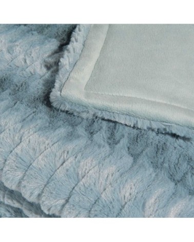 Plaid imitation fourrure bleue 150x200