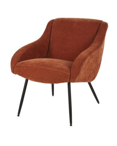 Fauteuil en velours orange écureuil