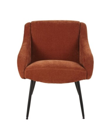 Fauteuil en velours orange écureuil