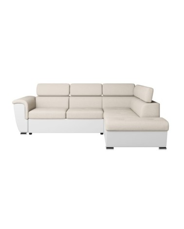 Canapé d'angle droit convertible 4 places, tissu easy clean et simili