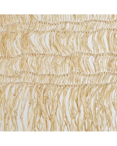 Déco murale en fibre végétale tressée beige et bois de bouleau 150x200