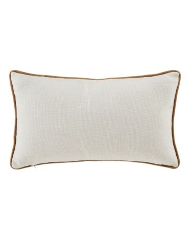 Coussin motifs graphiques vert kaki, jaune moutarde et écrus 30x50