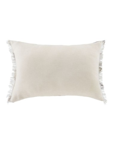 Coussin en lin imprimé végétal écru et marron caramel 40x60