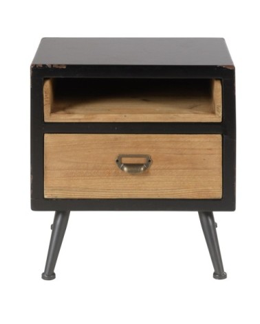 Table de chevet sapin massif et métal