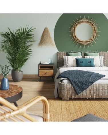 Table de chevet sapin massif et métal