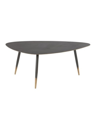 Table basse ovale en métal noir et doré 100 cm