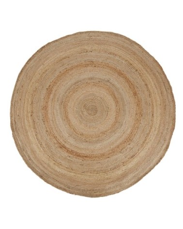Tapis rond tressé en jute beige D200