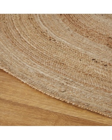 Tapis rond tressé en jute beige D200