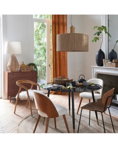 Tapis rond tressé en jute beige D200