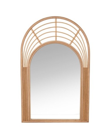 Miroir arche en rotin tressé beige 46x70