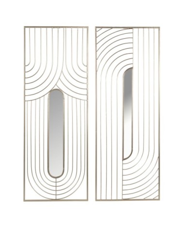 Dyptique en métal filaire doré et miroir 60x80