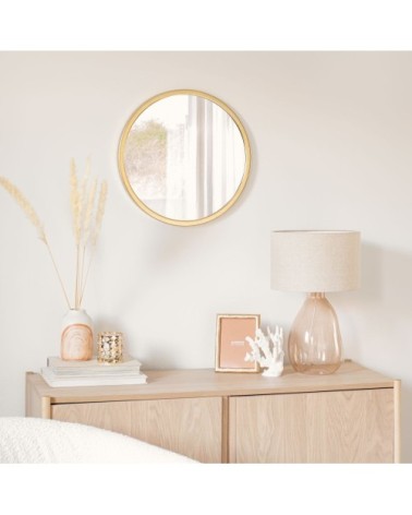Miroir rond en métal doré D45