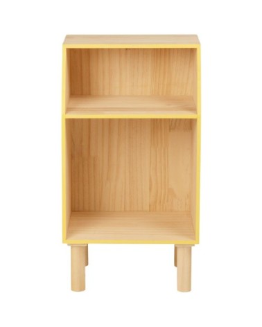 Petit meuble de rangement asymétrique en bois de pin jaune