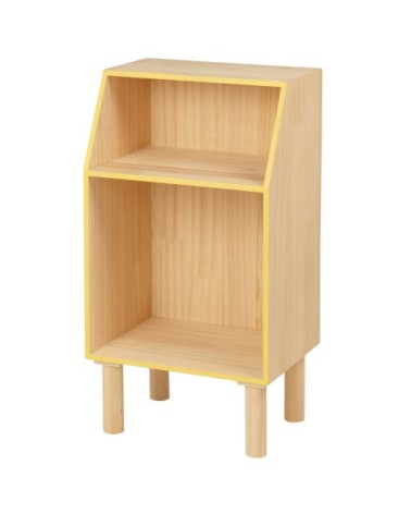 Petit meuble de rangement asymétrique en bois de pin jaune