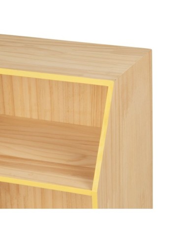 Petit meuble de rangement asymétrique en bois de pin jaune