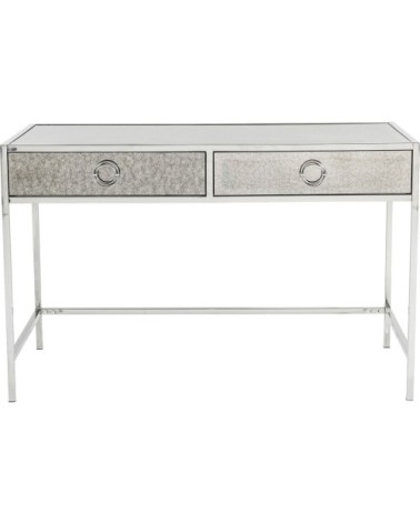 Bureau 2 tiroirs en verre miroir